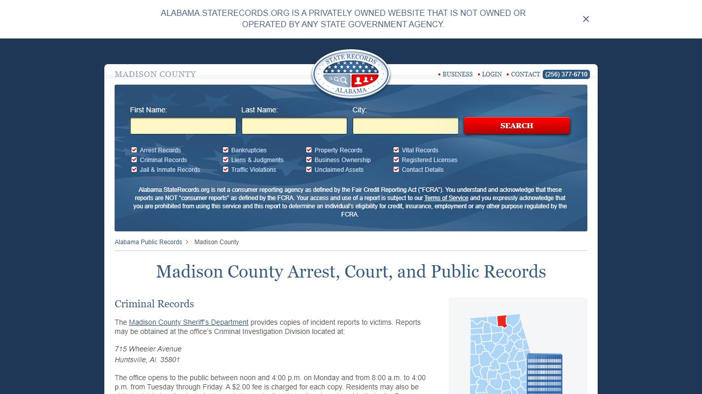 Madison County Arrest, Court, and Public Records