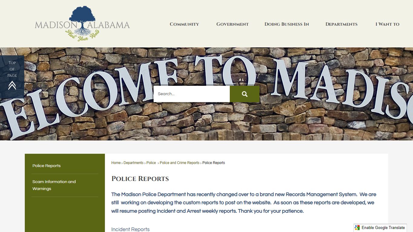 Police Reports | Madison, AL - Official Website
