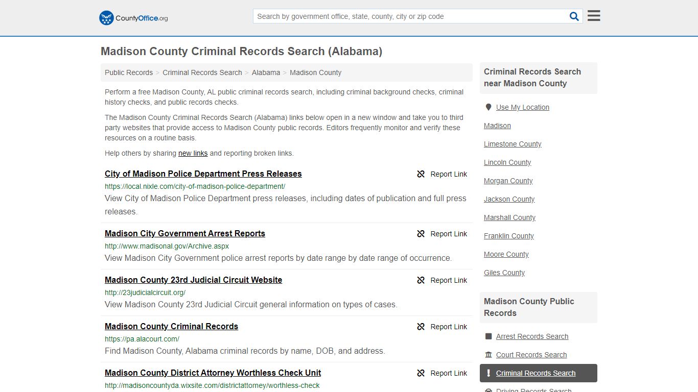 Criminal Records Search - Madison County, AL (Arrests ...